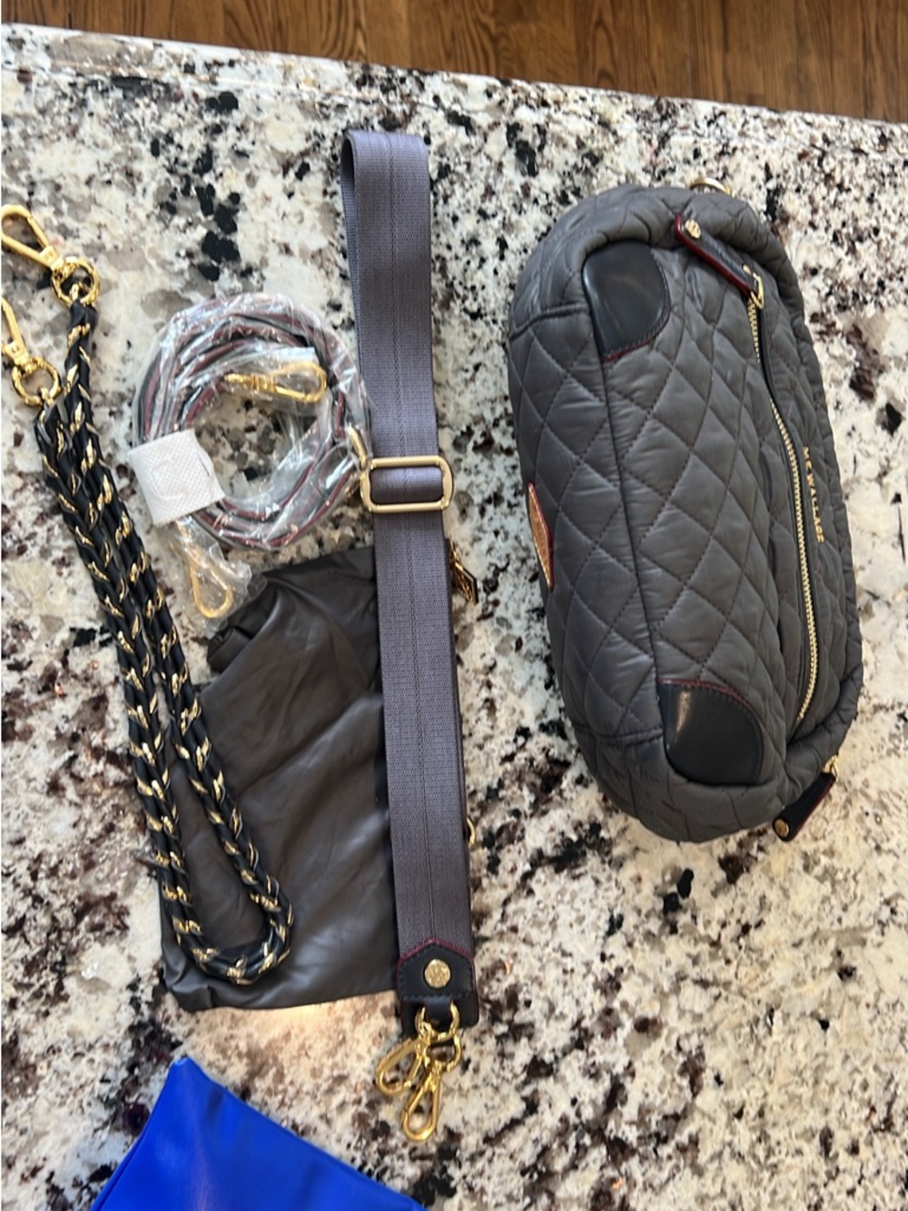 MZ Wallace Quilted Crossbody Bag in Charcoal with Gold Hardware - Picture 4 of 11